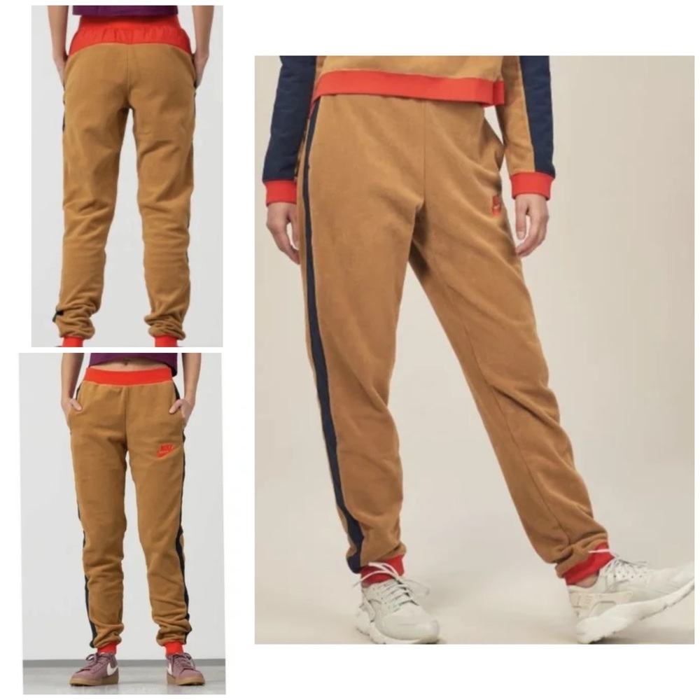 Nike Sportswear Retro Fleece Jogger Pant Pockets Colorblock Gold Bronze Black
